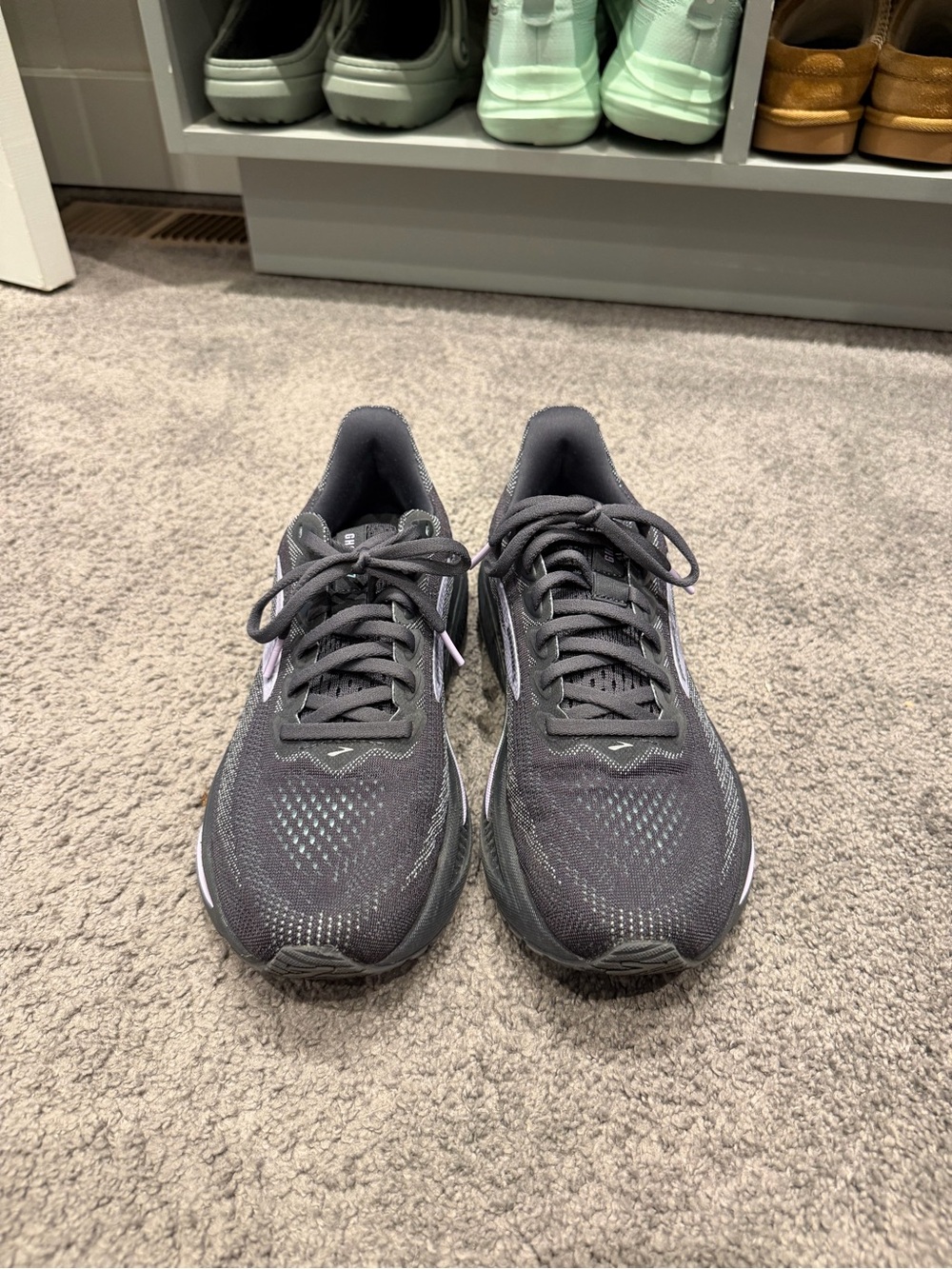 Brooks Women's Ghost Running Shoes in Gray with Light Purple Accent - Picture 2 of 5
